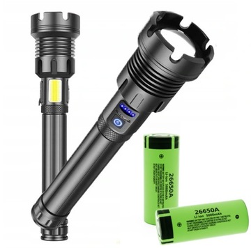 Mocna Latarka XHP90 zoom COB + 2x 26650 Panasonic 5000mAh