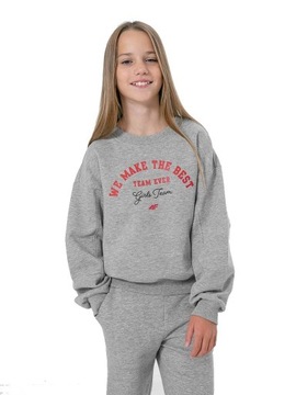 СВИТШОТ ДЛЯ ДЕВОЧКИ 4F, СПОРТИВНЫЙ ТЕПЛЫЙ ХЛОПОК, БЕЗ КАПЮШОНА, ДЕТСКИЙ РАЗМЕР 164