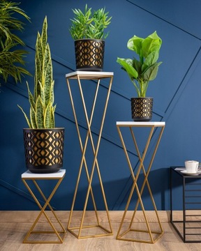 ПОДСТАВКА ДЛЯ ЦВЕТОВ ДЛЯ РАСТЕНИЙ ЗОЛОТО-БЕЛАЯ ГЛАМУРНАЯ СТОЛА МДФ