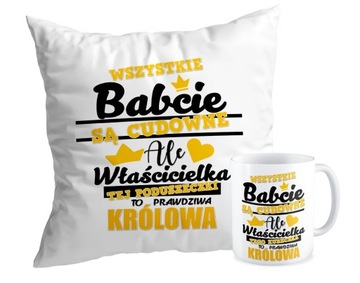 Zestaw PODUSZKA + KUBEK DZIEŃ BABCI Królowa Babcia