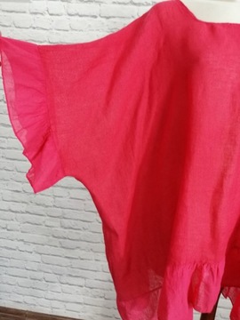 Made in Italy czerwona tunika oversize 100% len