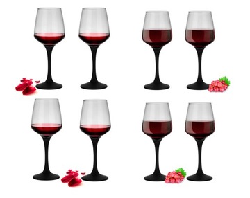 8x KIELISZKI DO WINA, DO WODY CZARNE 300/360 ml