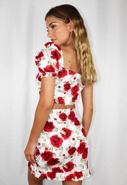 MISSGUIDED BIAŁA SPÓDNICA FLORAL PRINT (46)