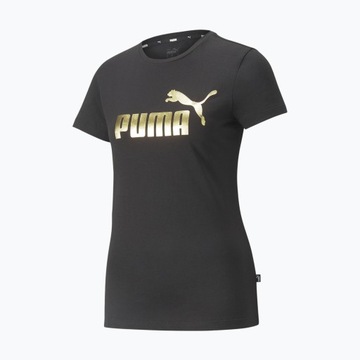 Koszulka damska PUMA ESS+ Metallic Logo Tee puma black/gold foll M