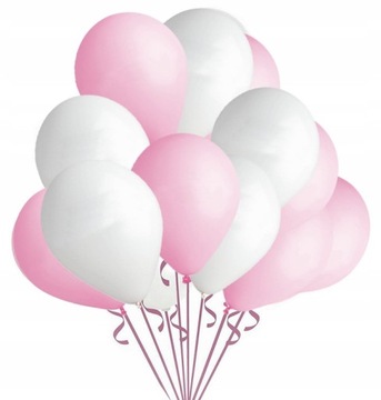 Balony gumowe pastelowe biało-różowe 50 szt.