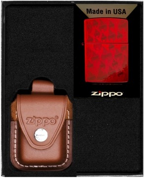 Zestaw ZIPPO Zapalniczka CANDY APPLE RED FLAME PATTERN prezentowy*nr2