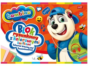 Blok rysunkowy BAMBINO 16 kolorowych kartek A4