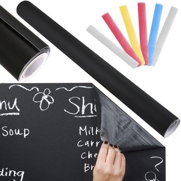 DUŻA TABLICA KREDOWA SAMOPRZYLEPNA NA ŚCIANĘ 45x200CM XXL 5x KREDA GRATIS