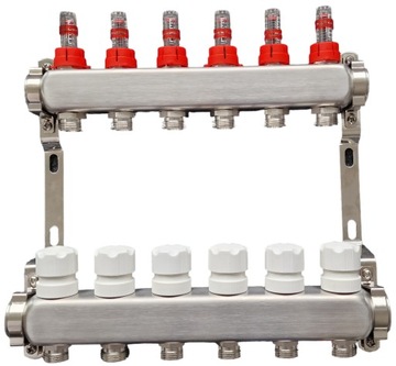 Rozdzielacz 6 stalowy INOX do ogrzewania