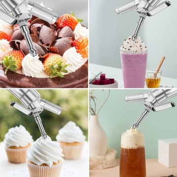 PREMIUM ALUMINIOWY DOZOWNIK DO BITEJ ŚMIETANY, 500 ML, Z 3 DYSZAMI, KREMU