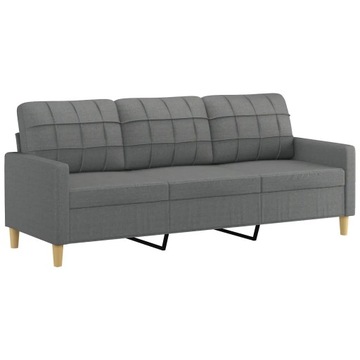 Sofa 3-osobowa, ciemnoszara, 180 cm, tapicerowana