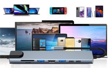 АДАПТЕР-концентратор 8в1 USB-C HDMI 4K LAN SD/TF PD