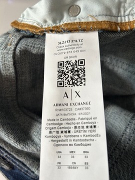 Armani Exchange spodnie Slim rozm 34-32 pas 90 cm