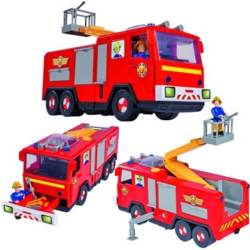 STRAŻAK SAM WÓZ STRAŻACKI JUPITER Z DRABINĄ I SCHOWKAMI + 2 FIGURKI ŚW/DŹ