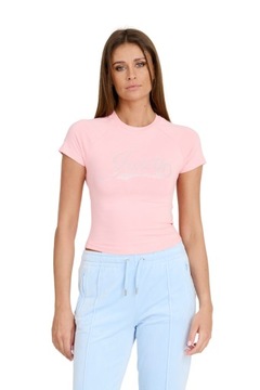 JUICY COUTURE Różowy t-shirt Retroshrunken Tee M