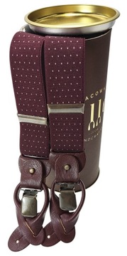 SZELKI do spodni BORDOWE POLKA DOT na guziki 2w1