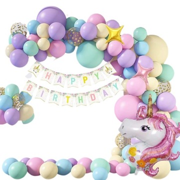 GIRLANDA BALONOWA BALONY PASTELOWE JEDNOROŻEC UNICORN DEKORACJA ZESTAW