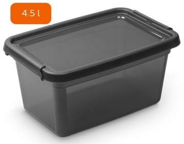 Pojemnik z pokrywą plastikowy czarny 4,5 l