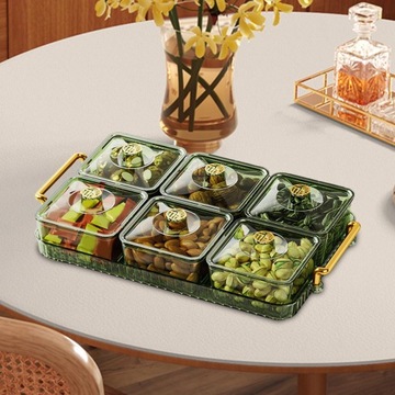 Taca na suszone owoce z pokrywką Ekspozytor Łatwa do uzupełnienia przekąska 6 siatka zielona