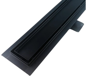 Odpływ liniowy prysznicowy 65 cm niski 52mm do wklejenia płytki CZARNY 2w1
