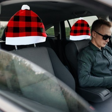 ЧЕХОЛ АВТОКРЕСЛА В ВИДЕ ШАПКИ САНТЫ, РОЖДЕСТВЕНСКИЕ УКРАШЕНИЯ, ИНТЕРЬЕР ПОДГОЛОВНИКА