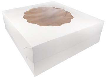 Pudełko karton cukiernicze pojemnik na tort ciasto biały 32x32x14cm