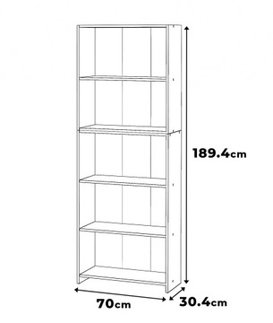 Книжный шкаф белый 70 см с 5 полками Полка для офисных игрушек Шкаф-чердак
