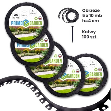 Obrzeże trawnikowe ogrodowe 4cm 50 MB + 100x kotwy