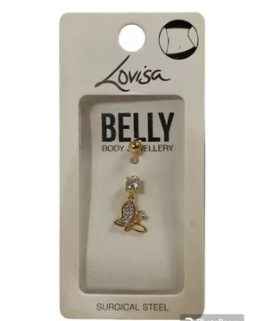 KOLCZYK DO PĘPKA LOVISA BELLY STAL CHIRURGICZNA POZŁACANY MOTYL 10 MM