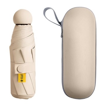 Mini parasole Parasol podróżny w kolorze beżowym z etui