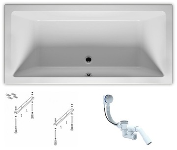 WANNA 160X70 RIHO LUSSO BA57 PROSTOKĄT +SYFON+NOGI