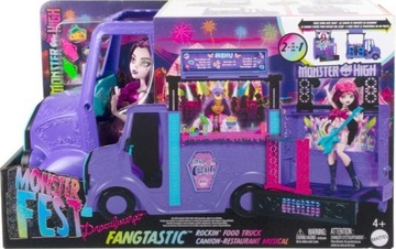 FOOD TRUCK MONSTER HIGH MUZYCZNY POJAZD + LALKA DRACULARA