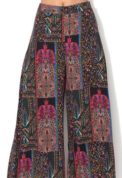 DESIGUAL WINKLER spodnie kolorowe szerokie nogawki z wiskozy r. 38