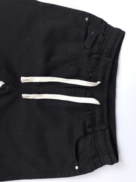 Короткие мужские шорты черные джинсовые брюки ремень с премиальным эластичным 03, l