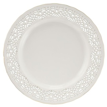 Talerzyk deserowy porcelanowy ażurowy 19 cm CLARA Gold Ivory VILLA ITALIA