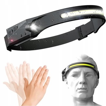 LATARKA CZOŁOWA CZOŁÓWKA LED USB CZUJNIK RUCHU AKU