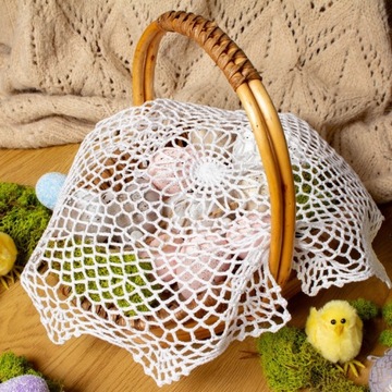 Serwetka BIAŁA DO ŚWIĘCONKI KOSZYCZKA WIELKANOCNEGO 30 cm koronkowa