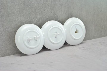 белая средняя рамка для круглой розетки, круглая фурнитура, лофт ретро ХИТ