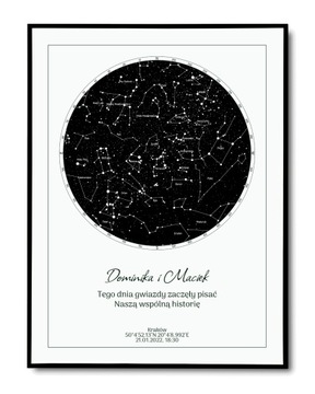 Prezent na Urodziny - Mapa Gwiazd w dniu Narodzin Plakat 30x40 cm w Ramce