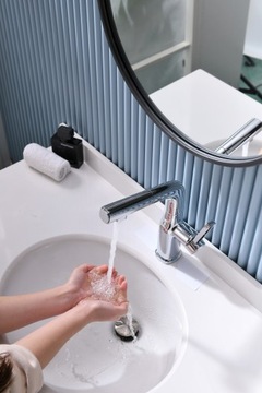 ХРОМ смеситель для умывальника Lira с выдвижным изливом WW