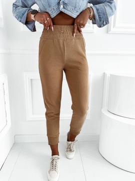 Спортивные брюки ХЛОПОК, HIGH WAIST, модный дизайн, 10653, светло-розовый, S/M