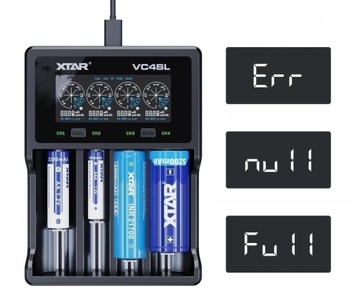 ИНТЕЛЛЕКТУАЛЬНОЕ ЗАРЯДНОЕ УСТРОЙСТВО XTAR VC4SL 18650/32650 LI-ION/NI-MH 4 КАНАЛА USB-C