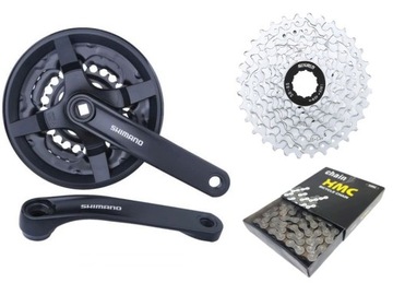 Шатун Shimano FC-TY301 42/34/24 170 мм, 6/7/8 рядов, черный, б/п, крышки, l заглушки