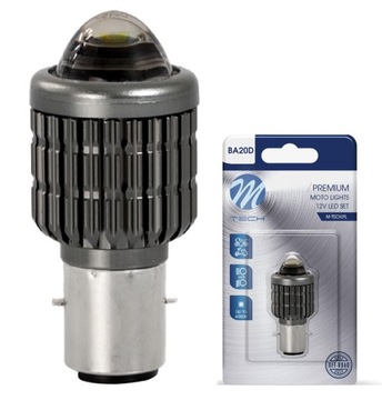 Żarówka S2 BA20D LED DUAL SKUTER MOTO 6000K SOCZEW