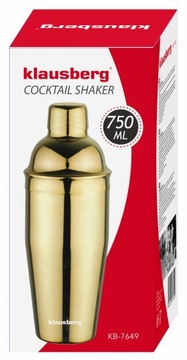 Барменский шейкер для напитков, коктейлей, золотой 750мл KLAUSBERG KB-7649