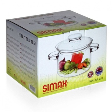 Кастрюля термостойкая СТЕКЛЯННАЯ с прозрачной крышкой SIMAX NYKO 2 л H1