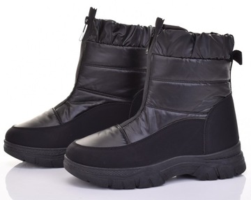 SOLIDNE BUTY DAMSKIE ZIMOWE ŚNIEGOWCE NA MRÓZ ŚNIEG CZARNE