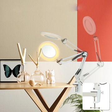 LAMPA KOSMETYCZNA DERMATOLOGICZNA LUPA DO BLATU POWIĘKSZAJĄCA KREŚLARSKA 3x