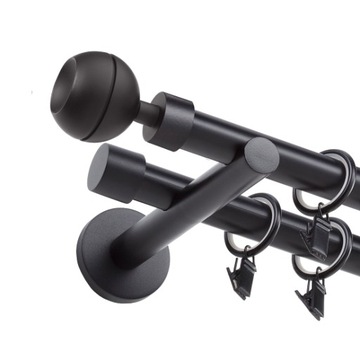 ЧЕРНЫЙ ДВОЙНОЙ МЕТАЛЛИЧЕСКИЙ КАРДИН 19мм 240см УЗОРЫ