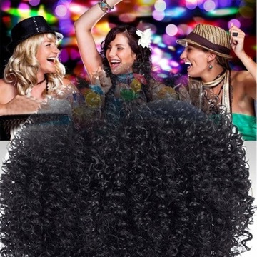 ЧЕРНЫЕ ВКУРНЫЕ ВОЛОСЫ АФРО ПАРИК КАРНАВАЛЬНАЯ ВЕЧЕРИНКА